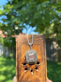 925 Silver Marcasite Pendant with Natural Abalone Stone